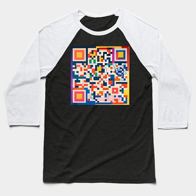 RickRoll QR Code Abstract Painting Baseball T-Shirt by ravel.live